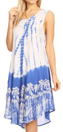 Sakkas Mariela Women's Tie Dye Loose Sleeveless Tank Short Nightgown Dress Coverup