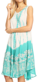 Sakkas Mariela Women's Tie Dye Loose Sleeveless Tank Short Nightgown Dress Coverup