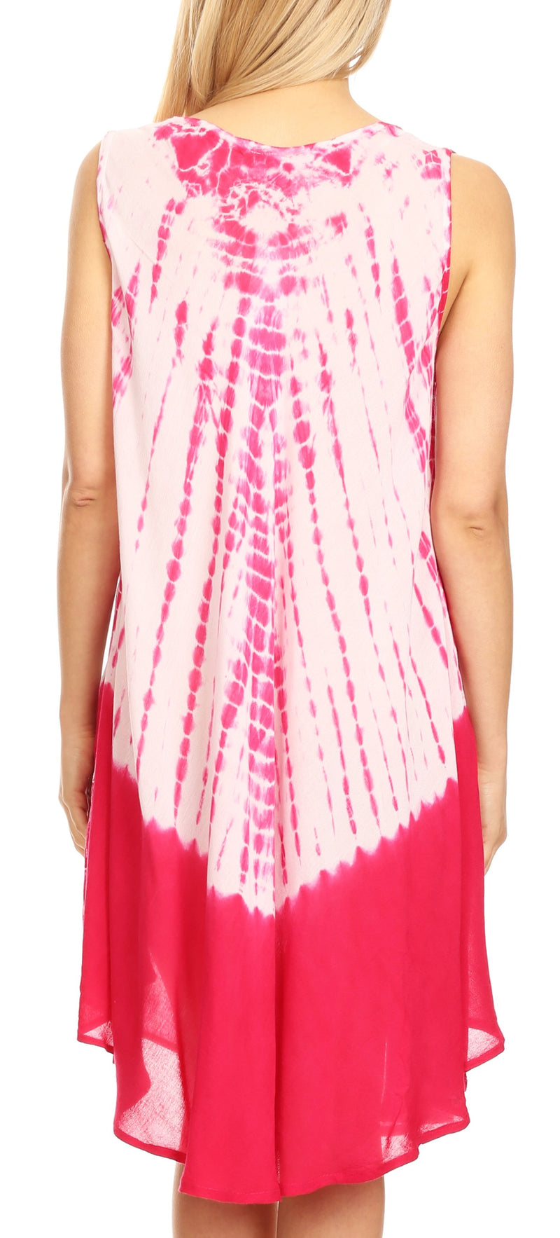 Sakkas Mariela Women's Tie Dye Loose Sleeveless Tank Short Nightgown Dress Coverup