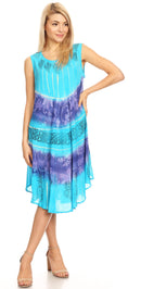 Sakkas Daniella Women's Flowy Tie Dye Relax Caftan Tank Dress Cover up Sleeveless