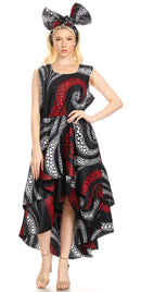 Sakkas Emalia Women's Sleeveless Cocktail High Low Hem Dress with Pockets Chambray