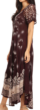 Sakkas Marga Women Maxi Summer Caftan Swimsuit Beach Cover Up Dress with Lace