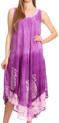 Sakkas Basira  Womens Relax Lounge Everyday Summer Long Dress Tie-dye Tropical#color_Purple 