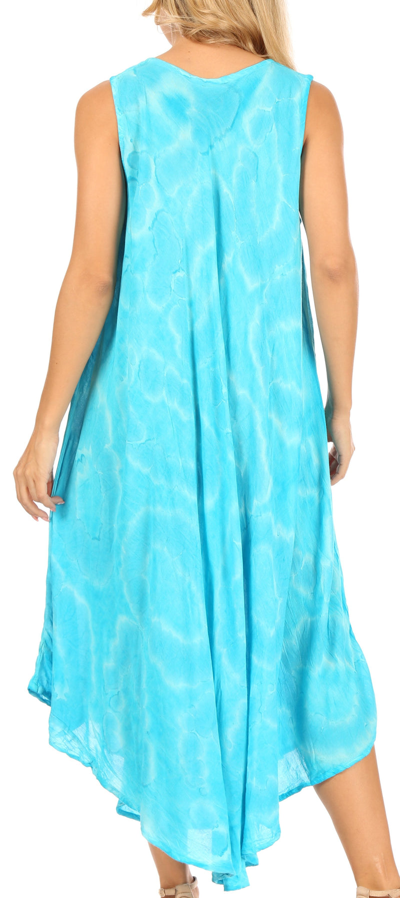 Sakkas Rocio Women's Sleeveless Caftan Beach Cover up Dress Casual Relaxed Tie dye