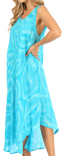 Sakkas Rocio Women's Sleeveless Caftan Beach Cover up Dress Casual Relaxed Tie dye