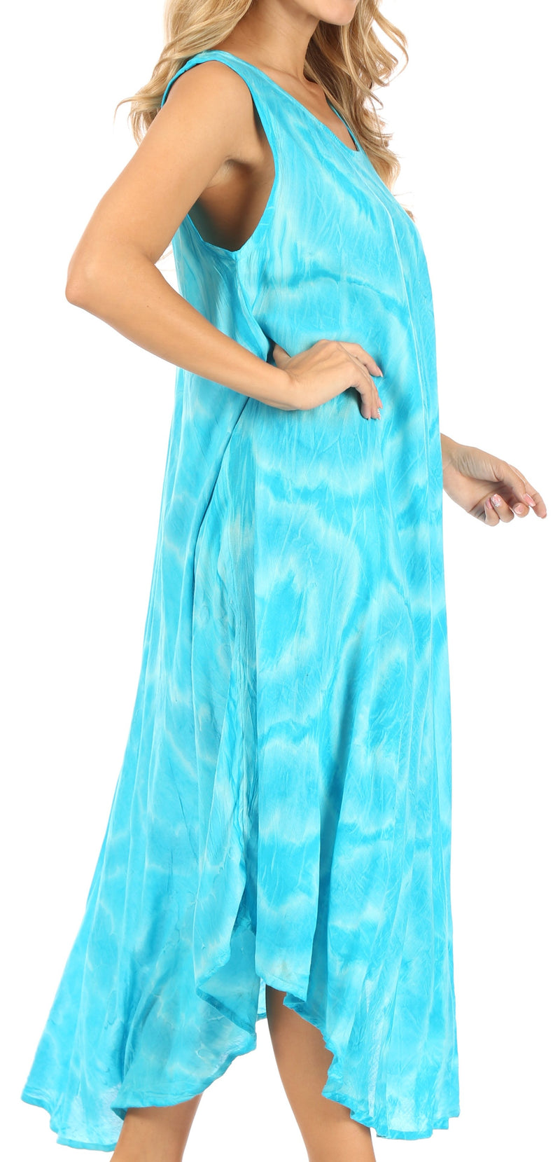 Sakkas Rocio Women's Sleeveless Caftan Beach Cover up Dress Casual Relaxed Tie dye