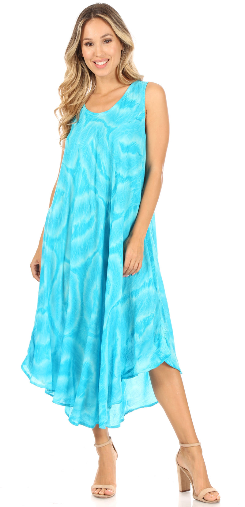 Sakkas Rocio Women's Sleeveless Caftan Beach Cover up Dress Casual Relaxed Tie dye