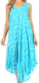 Sakkas Rocio Women's Sleeveless Caftan Beach Cover up Dress Casual Relaxed Tie dye