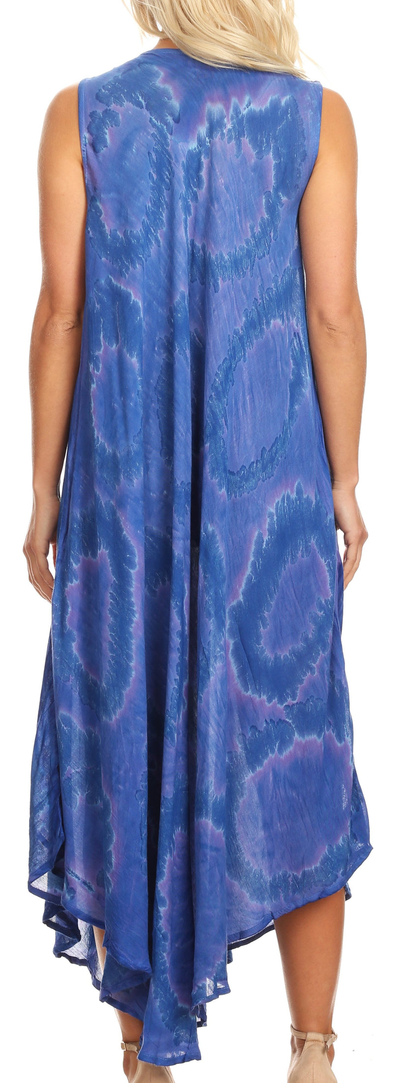 Sakkas Rocio Women's Sleeveless Caftan Beach Cover up Dress Casual Relaxed Tie dye