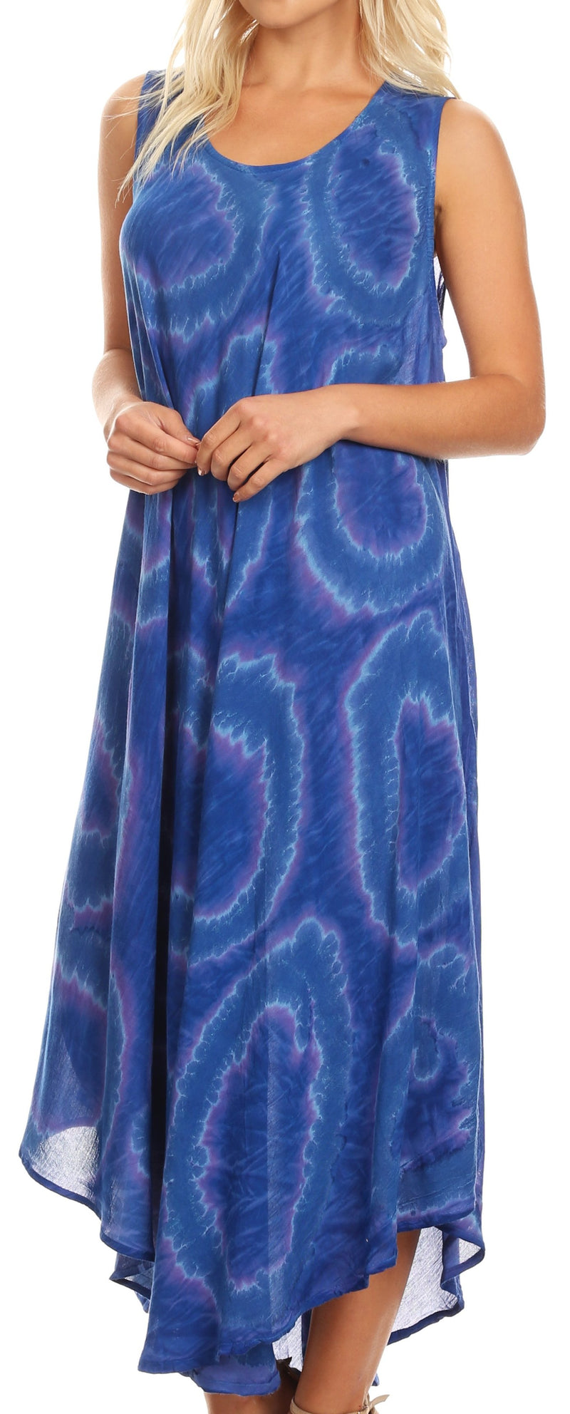 Sakkas Rocio Women's Sleeveless Caftan Beach Cover up Dress Casual Relaxed Tie dye