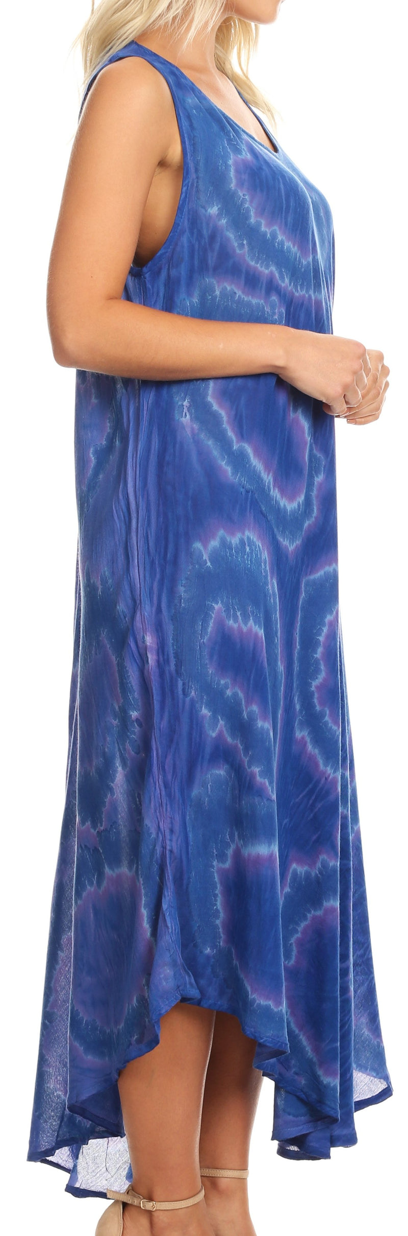 Sakkas Rocio Women's Sleeveless Caftan Beach Cover up Dress Casual Relaxed Tie dye