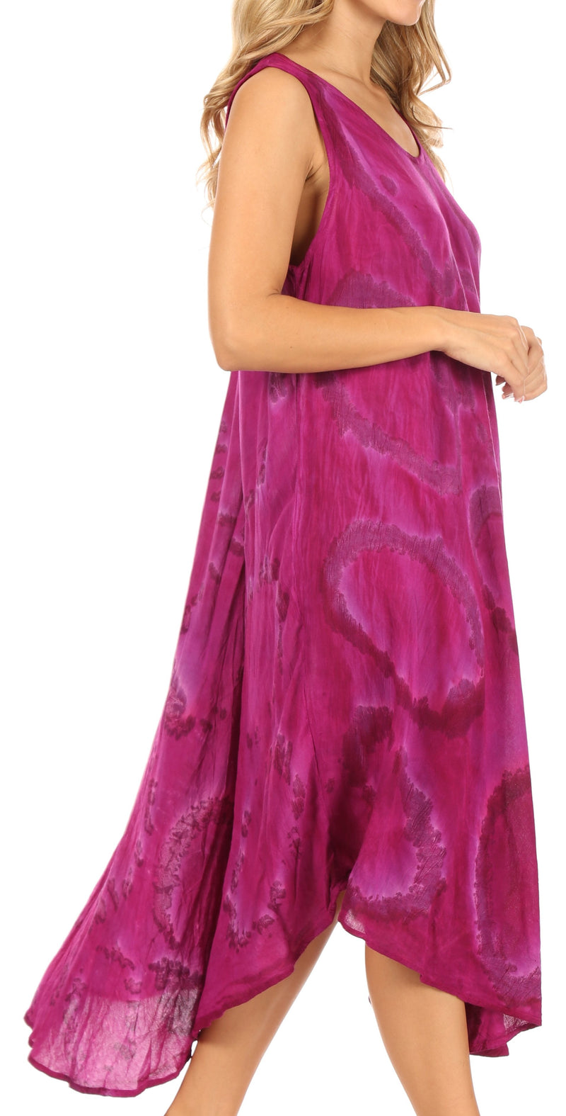 Sakkas Rocio Women's Sleeveless Caftan Beach Cover up Dress Casual Relaxed Tie dye