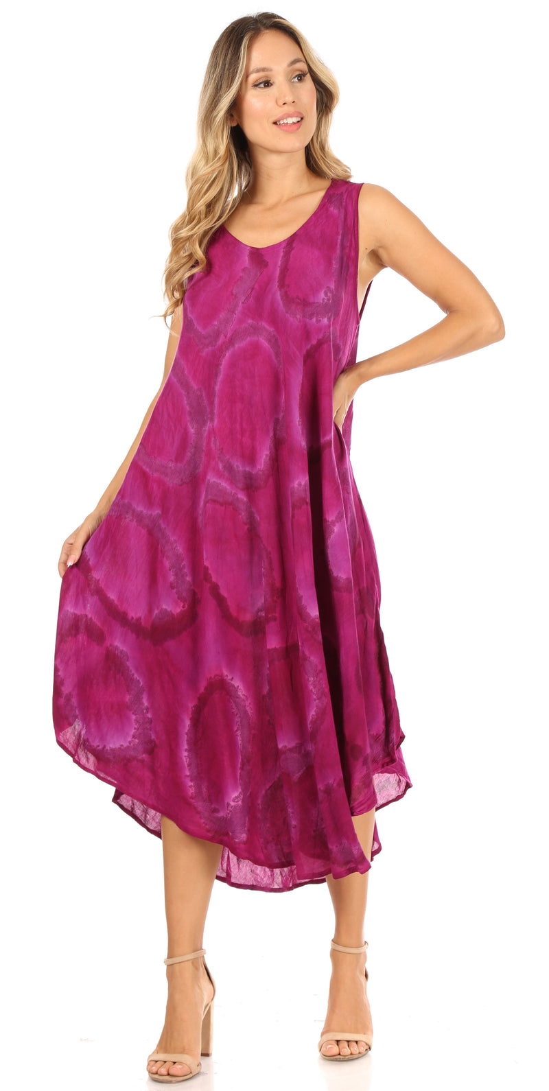 Sakkas Rocio Women's Sleeveless Caftan Beach Cover up Dress Casual Relaxed Tie dye