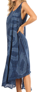 Sakkas Rocio Women's Sleeveless Caftan Beach Cover up Dress Casual Relaxed Tie dye