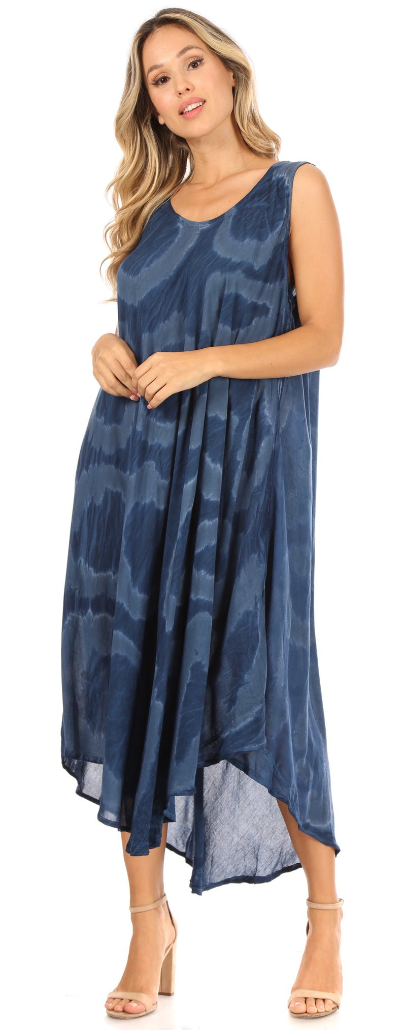 Sakkas Rocio Women's Sleeveless Caftan Beach Cover up Dress Casual Relaxed Tie dye