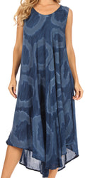Sakkas Rocio Women's Sleeveless Caftan Beach Cover up Dress Casual Relaxed Tie dye#color_MidnightBlue