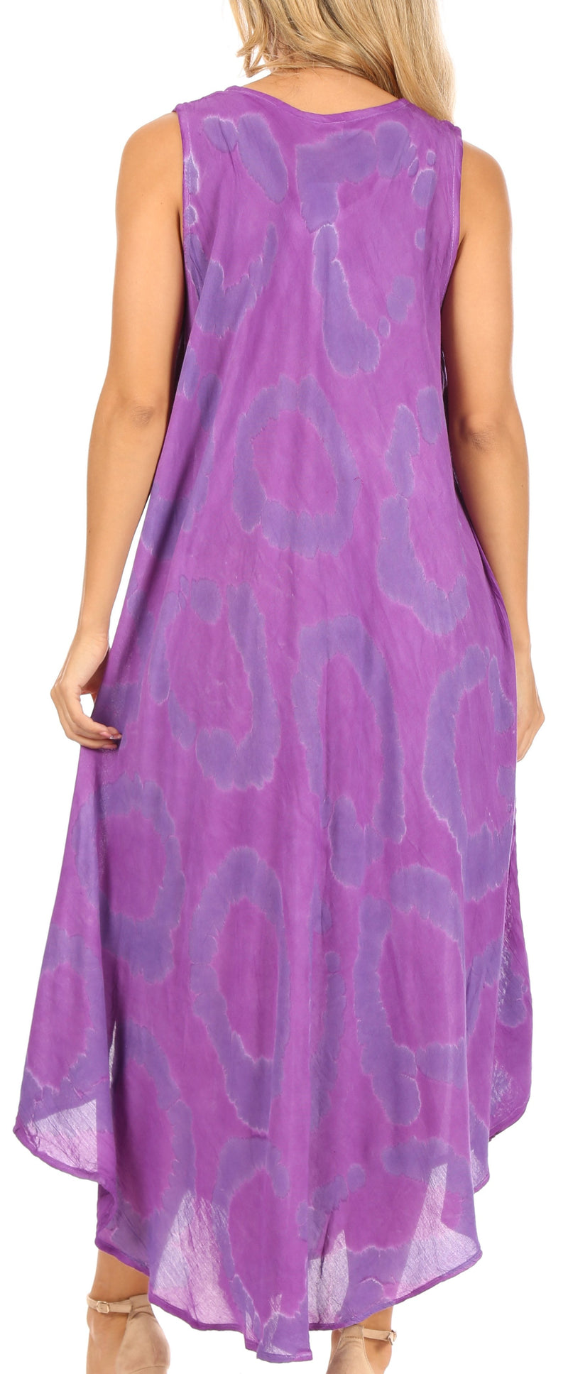 Sakkas Rocio Women's Sleeveless Caftan Beach Cover up Dress Casual Relaxed Tie dye