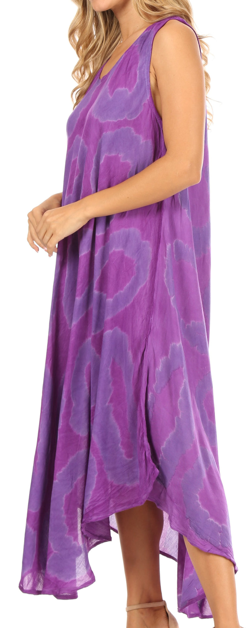 Sakkas Rocio Women's Sleeveless Caftan Beach Cover up Dress Casual Relaxed Tie dye