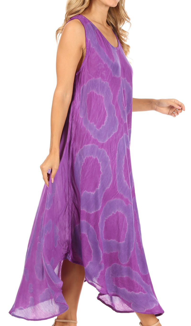 Sakkas Rocio Women's Sleeveless Caftan Beach Cover up Dress Casual Relaxed Tie dye