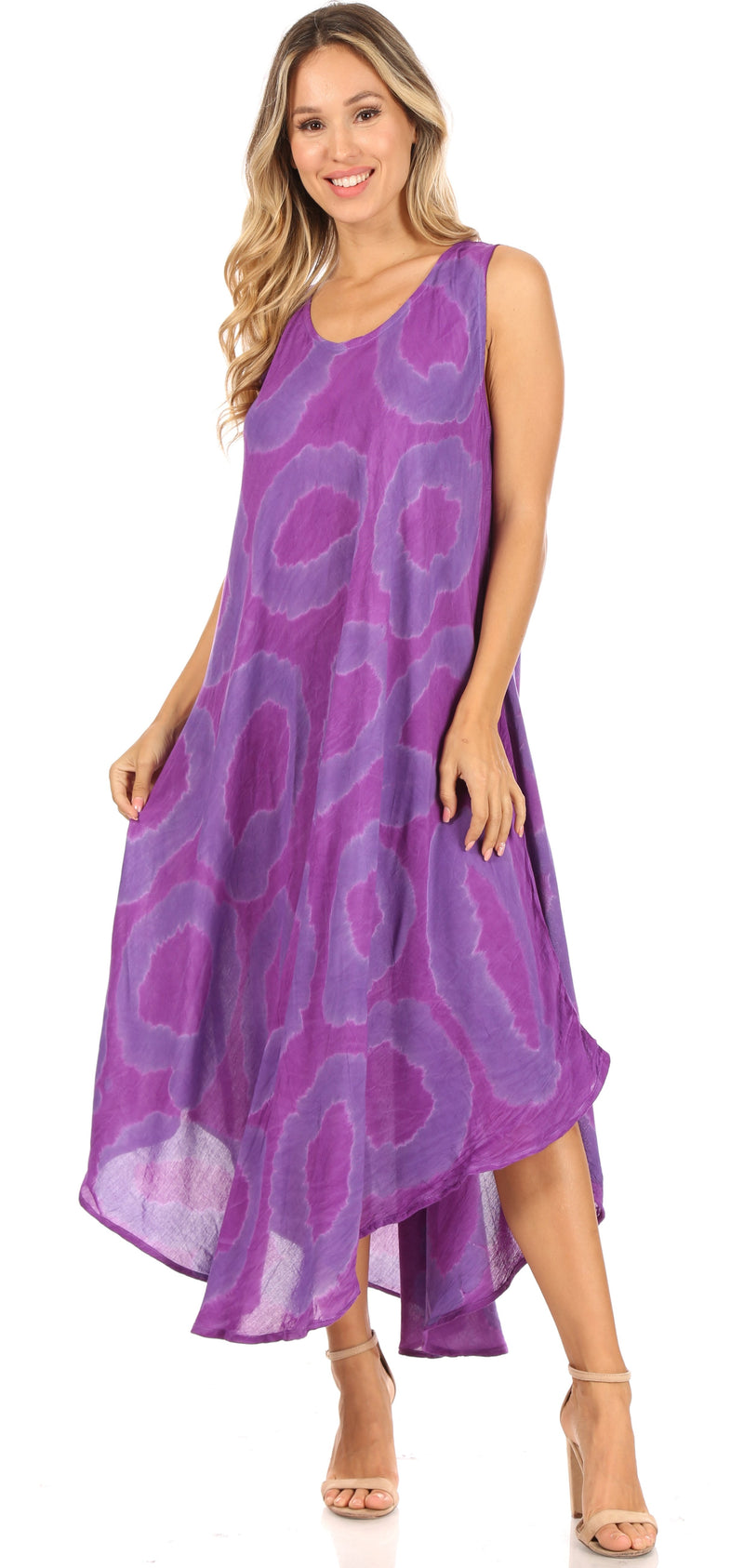 Sakkas Rocio Women's Sleeveless Caftan Beach Cover up Dress Casual Relaxed Tie dye