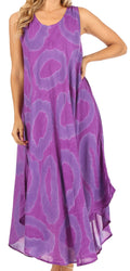 Sakkas Rocio Women's Sleeveless Caftan Beach Cover up Dress Casual Relaxed Tie dye#color_Purple