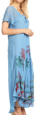 Sakkas Irem Women  Everyday Caftan Long Dress Kaftan with Corset and Lace Sleeves