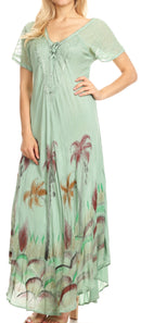 Sakkas Irem Women  Everyday Caftan Long Dress Kaftan with Corset and Lace Sleeves