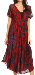 Sakkas Ada Women Cold Shoulder Caftan Relax Long Maxi Dress on Tie-dye with Corset#color_Fuschia