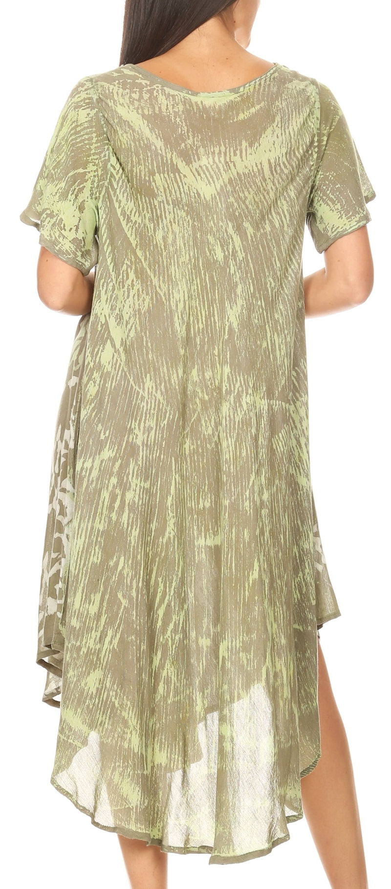 Sakkas Dalila Women's Midi A-line Short Sleeve Boho Swing Dress Cover-up Nightgown