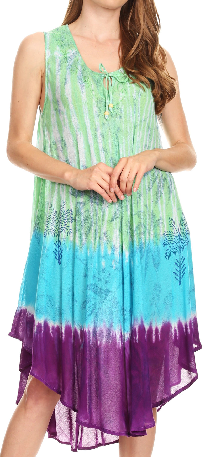 Sakkas Etta Women's Sleeveless Casual Summer Maxi Loose Fit Tie Dye Long Dress