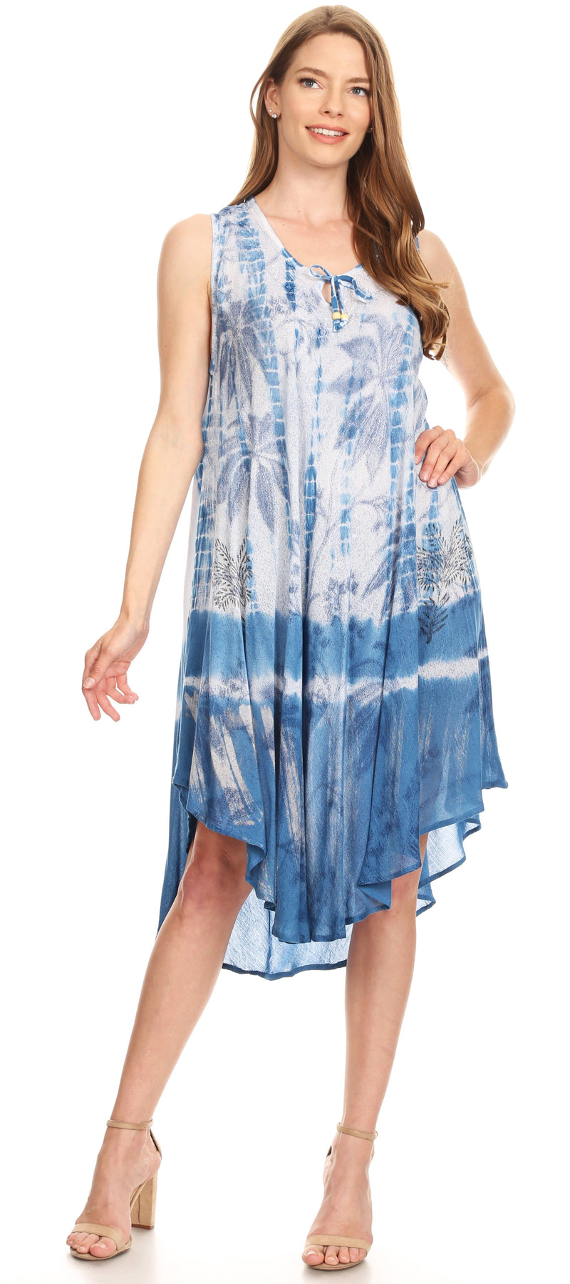 Sakkas Etta Women's Sleeveless Casual Summer Maxi Loose Fit Tie Dye Long Dress