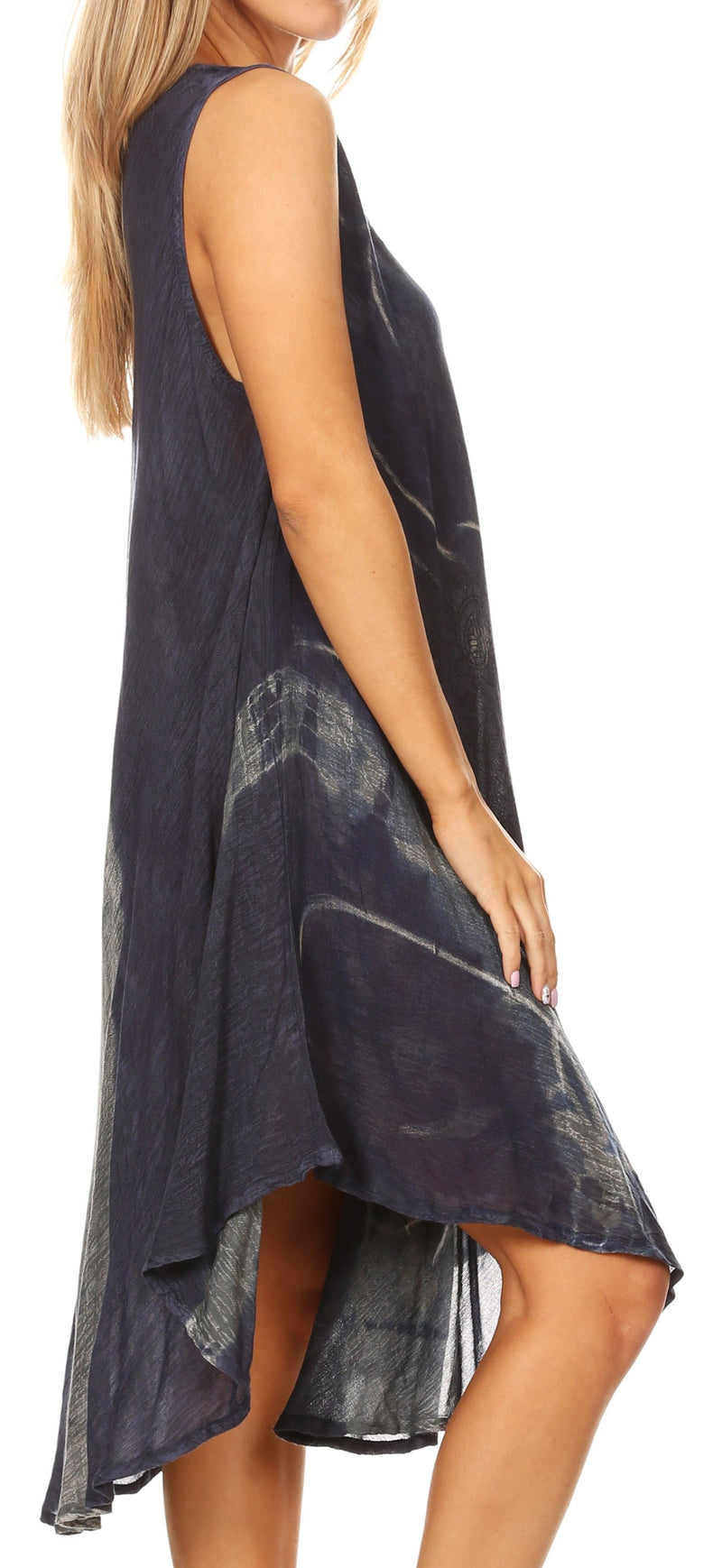 Sakkas Mita Women's Midi Loose Sleeveless Casual Sundress Tank Dress Cover-up