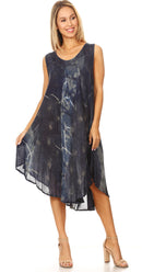 Sakkas Mita Women's Midi Loose Sleeveless Casual Sundress Tank Dress Cover-up