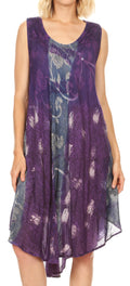 Sakkas Mita Women's Midi Loose Sleeveless Casual Sundress Tank Dress Cover-up#color_19103-Purple