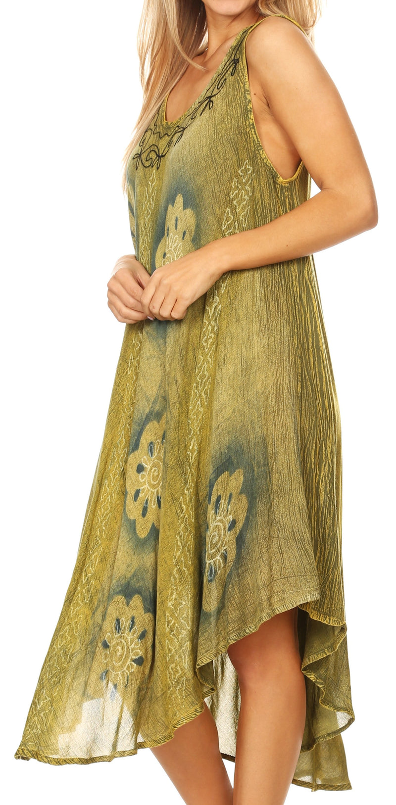 Sakkas Mita Women's Midi Loose Sleeveless Casual Sundress Tank Dress Cover-up
