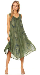 Sakkas Mita Women's Midi Loose Sleeveless Casual Sundress Tank Dress Cover-up