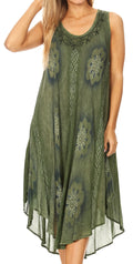 Sakkas Mita Women's Midi Loose Sleeveless Casual Sundress Tank Dress Cover-up#color_C-5
