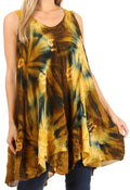 Sakkas Artemi Women's Casual Short Tie-dye Sleeveless Loose Tank Dress Cover-up#color_191477-OliveBeige 