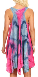 Sakkas Artemi Women's Casual Short Tie-dye Sleeveless Loose Tank Dress Cover-up