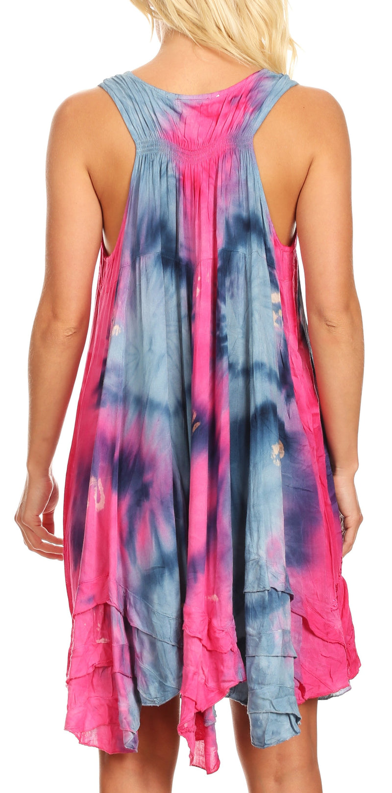 Sakkas Artemi Women's Casual Short Tie-dye Sleeveless Loose Tank Dress Cover-up