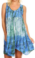 Sakkas Artemi Women's Casual Short Tie-dye Sleeveless Loose Tank Dress Cover-up#color_191478-BlueGreen