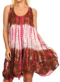 Sakkas Artemi Women's Casual Short Tie-dye Sleeveless Loose Tank Dress Cover-up#color_191478-BrownPink