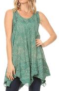 Sakkas Artemi Women's Casual Short Tie-dye Sleeveless Loose Tank Dress Cover-up#color_19476-Green