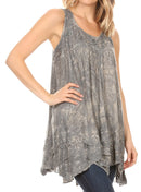Sakkas Artemi Women's Casual Short Tie-dye Sleeveless Loose Tank Dress Cover-up
