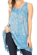 Sakkas Artemi Women's Casual Short Tie-dye Sleeveless Loose Tank Dress Cover-up#color_19476-LightBlue