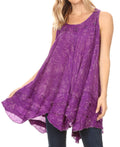 Sakkas Artemi Women's Casual Short Tie-dye Sleeveless Loose Tank Dress Cover-up#color_19476-Purple