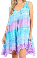 Sakkas Artemi Women's Casual Short Tie-dye Sleeveless Loose Tank Dress Cover-up#color_TurquoisePurple