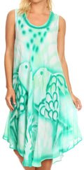 Sakkas Kora Women's Casual Sleeveless Swing Midi Summer Dress Tank Dress Cover-up#color_SeaGreen