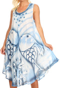 Sakkas Kora Women's Casual Sleeveless Swing Midi Summer Dress Tank Dress Cover-up#color_Blue