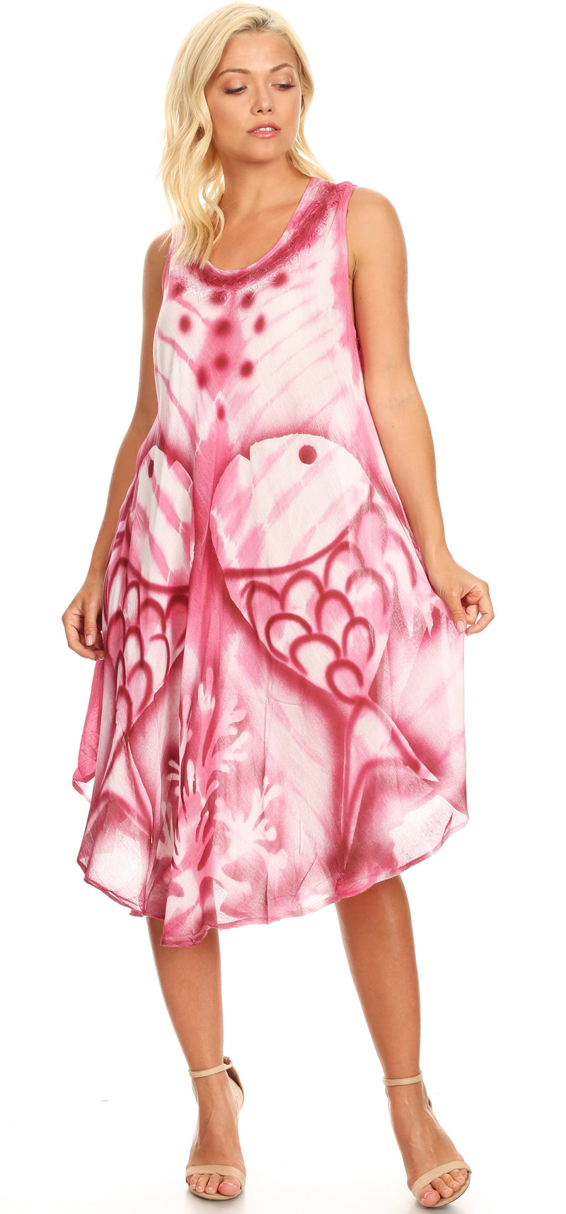 Sakkas Kora Women's Casual Sleeveless Swing Midi Summer Dress Tank Dress Cover-up